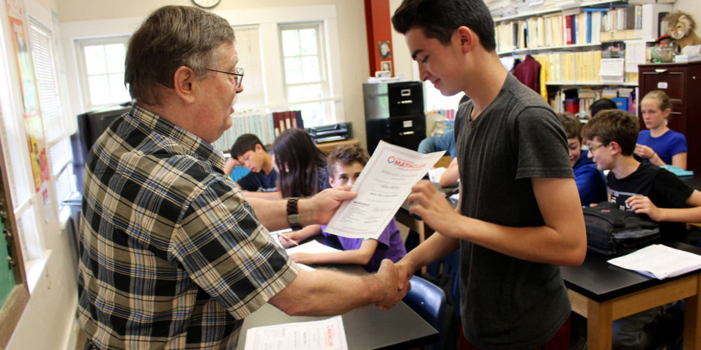 Mr. G presents math awards