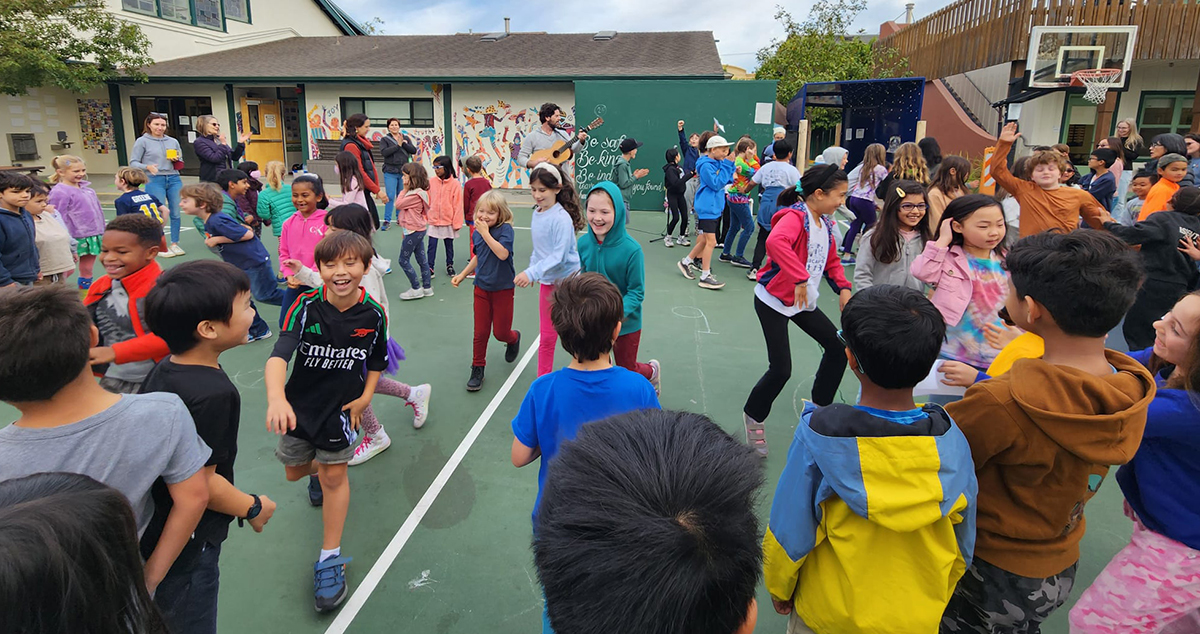 students on playground