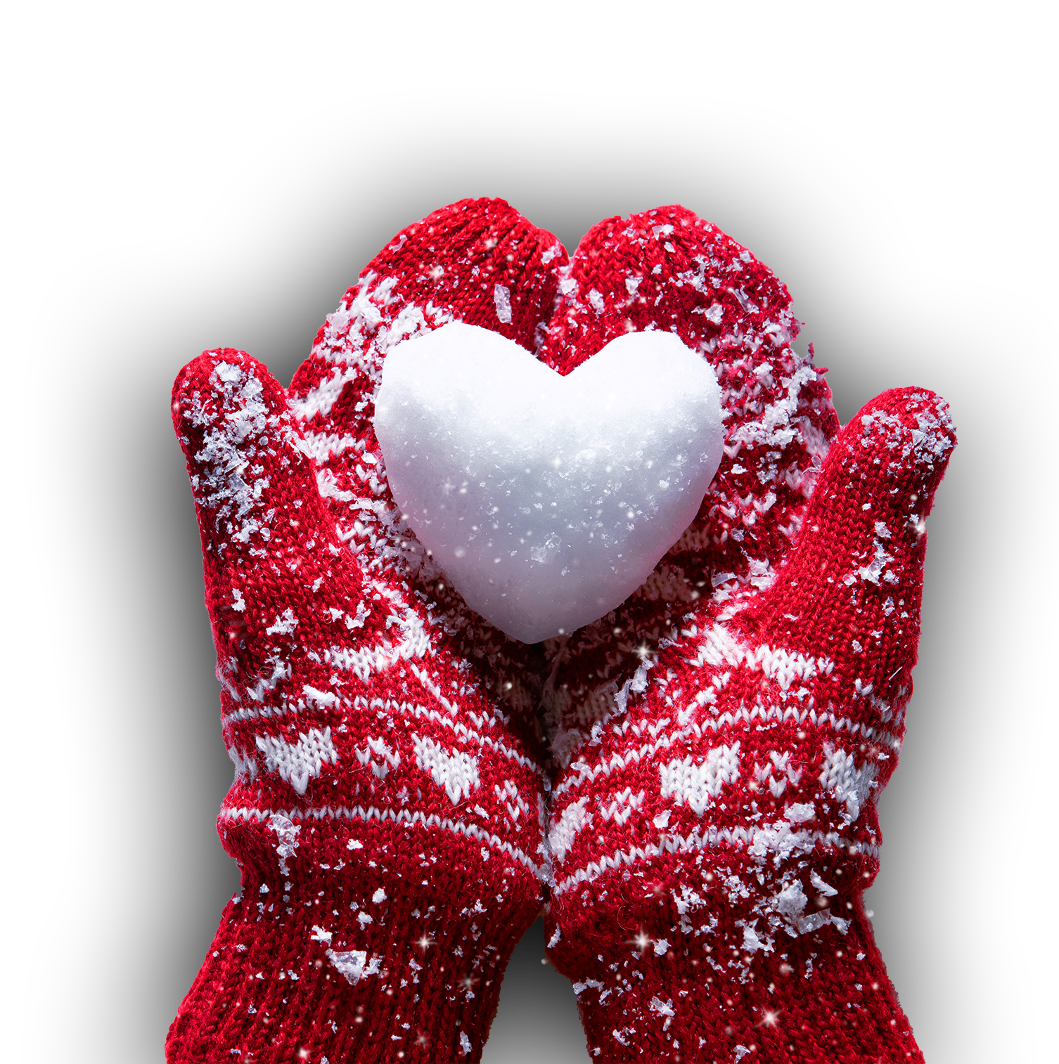 red mittens with snow heart