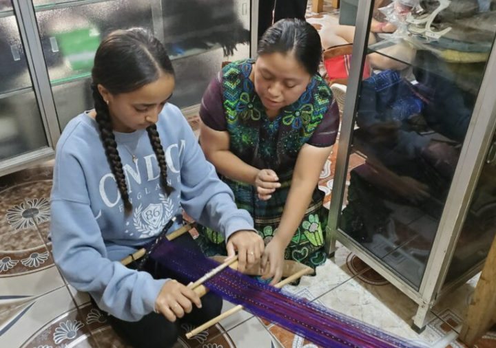 8th Grade Student Weaving in Guatemala