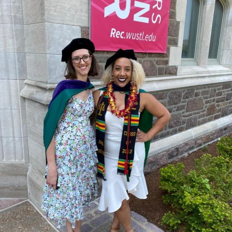 Simone, right, with Erin Austin, former law school roommate and now dear friend.
